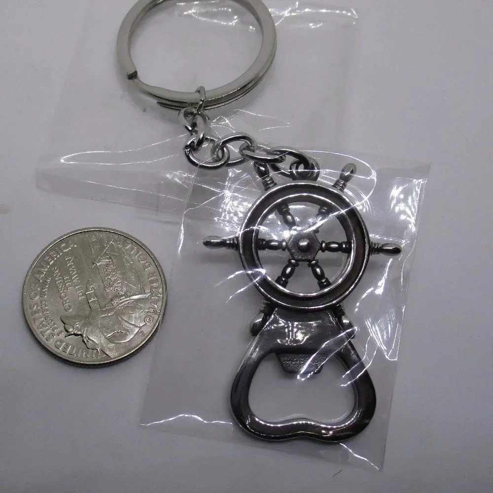 Ship Helm Keychain in Stainless Steel (15.35 g)